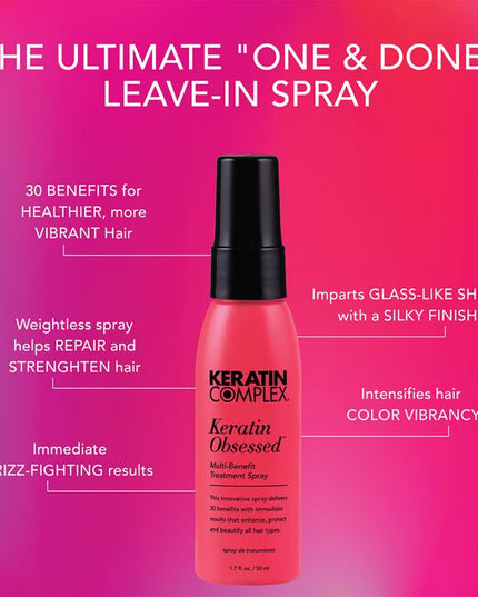 This lightweight all-in-one multi-benefit spray is bursting with keratin protein and is packed with 30 hair repair benefits that deliver frizz control along with stronger, more vibrant, healthy hair. For frizzy, damaged, or dry hair.