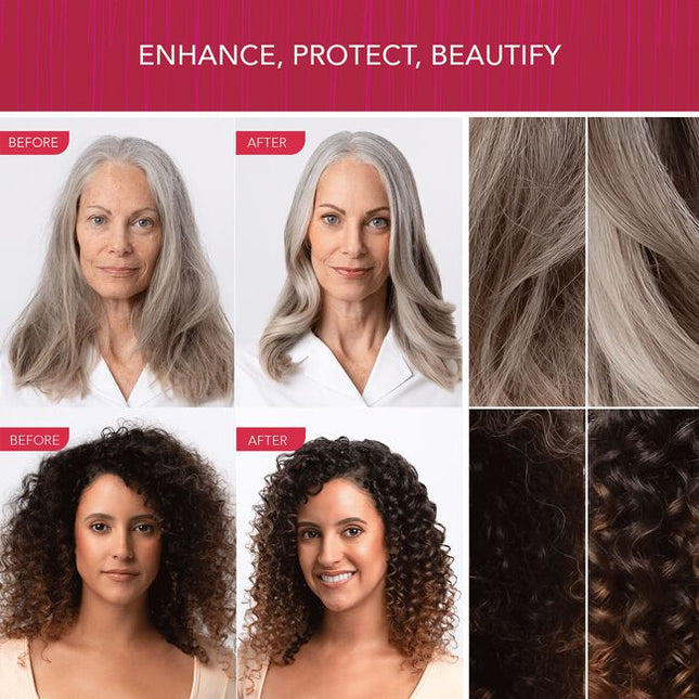 This lightweight all-in-one multi-benefit spray is bursting with keratin protein and is packed with 30 hair repair benefits that deliver frizz control along with stronger, more vibrant, healthy hair. For frizzy, damaged, or dry hair.
