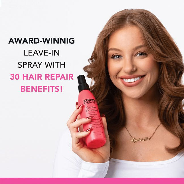 This lightweight all-in-one multi-benefit spray is bursting with keratin protein and is packed with 30 hair repair benefits that deliver frizz control along with stronger, more vibrant, healthy hair. For frizzy, damaged, or dry hair.