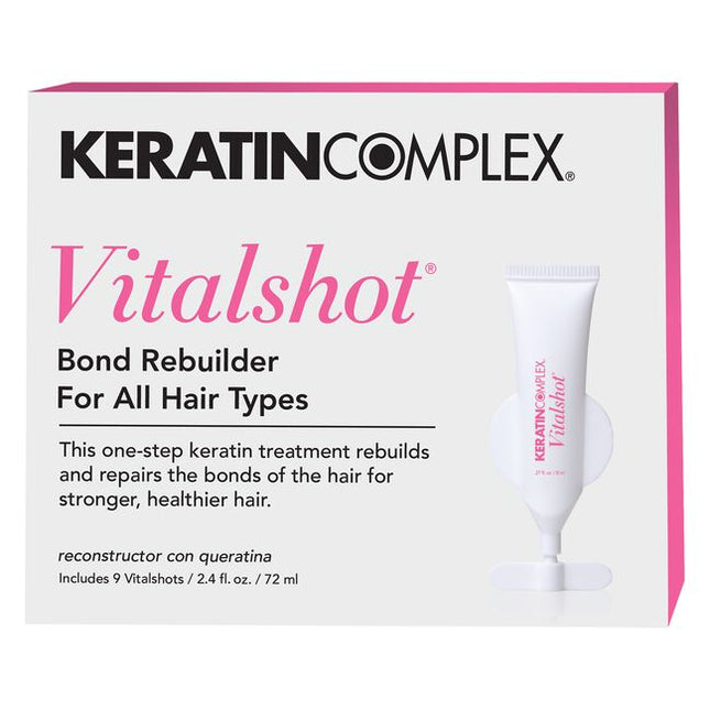 This professional one-step keratin treatment rebuilds and repairs the bonds of the hair for stronger, healthies hair. Vitalshot helps strengthen hair from the inside out to help reverse long term damage and can be added to all color and lightener services. Vitalshot requires no change to color formulations or processing time.