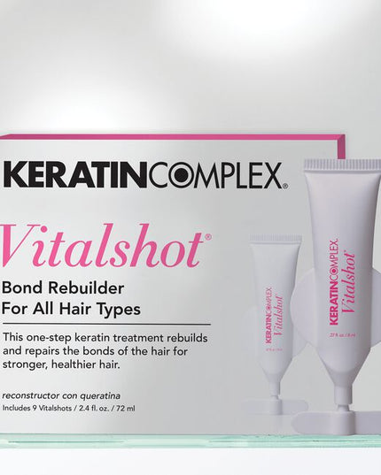 This professional one-step keratin treatment rebuilds and repairs the bonds of the hair for stronger, healthies hair. Vitalshot helps strengthen hair from the inside out to help reverse long term damage and can be added to all color and lightener services. Vitalshot requires no change to color formulations or processing time.