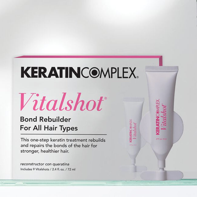 This professional one-step keratin treatment rebuilds and repairs the bonds of the hair for stronger, healthies hair. Vitalshot helps strengthen hair from the inside out to help reverse long term damage and can be added to all color and lightener services. Vitalshot requires no change to color formulations or processing time.