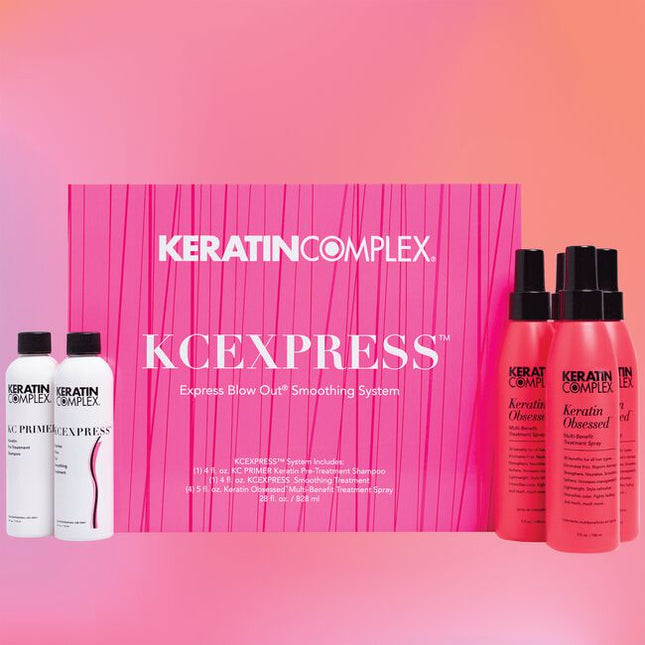 THE PERFECT PAIRING TO EVERY COLOR SERVICE! Every Color. Any Brand. Any Time. This quick color-locking smoothing treatment is an express salon professional service that delivers polished, more manageable, healthy hair with frizz control results that last up to 6 weeks. KCEXPRESS takes only 15 minutes when added to a hair color service!