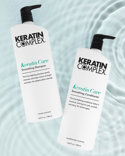 Smoothing shampoo cleanses hair, helps restore strength and shine, and controls frizz. For keratin-treated, damaged, or dry hair.