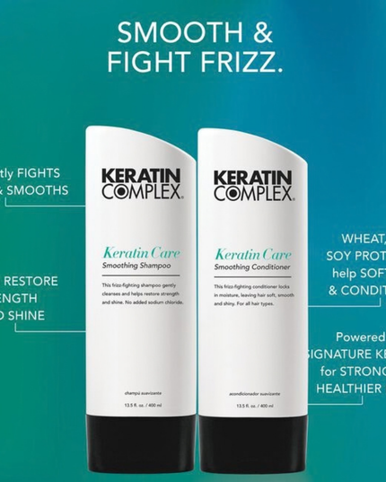 Smoothing shampoo cleanses hair, helps restore strength and shine, and controls frizz. For keratin-treated, damaged, or dry hair.