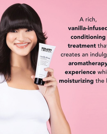 A rich, vanilla-infused conditioning treatment that creates a fragrant aromatherapy experience while moisturizing for healthy hair. For dry, dull, damaged, or overprocessed hair.