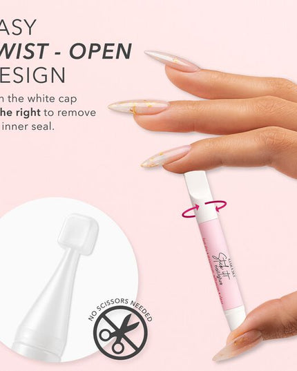 The Kiara Sky 4-in-1 Gel Nail Glue is a multi-functional salon staple designed to streamline service and maximize performance. This thick, controlled-formula gel glue acts as your go-to for securing gel extensions, locking in rhinestones or embellishments, sculpting 3D nail art, and even acting as a builder gel.