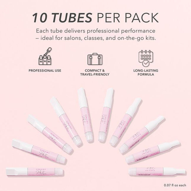 The Kiara Sky 4-in-1 Gel Nail Glue is a multi-functional salon staple designed to streamline service and maximize performance. This thick, controlled-formula gel glue acts as your go-to for securing gel extensions, locking in rhinestones or embellishments, sculpting 3D nail art, and even acting as a builder gel.