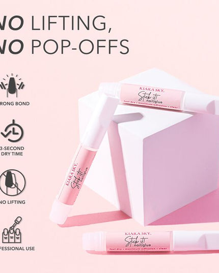 The Kiara Sky 4-in-1 Gel Nail Glue is a multi-functional salon staple designed to streamline service and maximize performance. This thick, controlled-formula gel glue acts as your go-to for securing gel extensions, locking in rhinestones or embellishments, sculpting 3D nail art, and even acting as a builder gel.