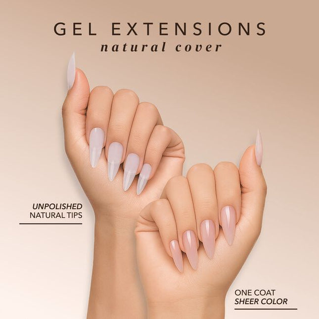 Introducing the next evolution in nail technology, Kiara Sky Natural Cover Gel Extensions. Crafted from our ultra-light soft gel and infused with a proprietary milky tint, these natural cover tips deliver seamless coverage that blurs imperfections and eliminates the line between the natural nail and the extension. 