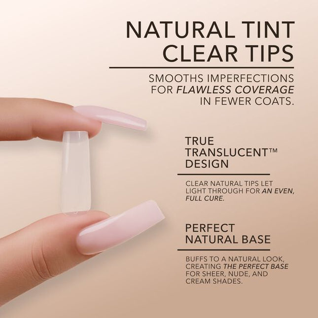 Introducing the next evolution in nail technology, Kiara Sky Natural Cover Gel Extensions. Crafted from our ultra-light soft gel and infused with a proprietary milky tint, these natural cover tips deliver seamless coverage that blurs imperfections and eliminates the line between the natural nail and the extension. 