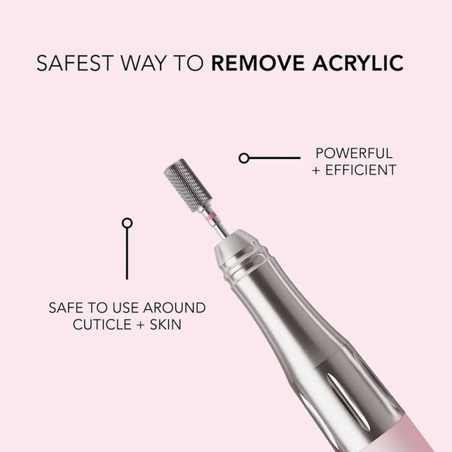 The Safety Removal Bit Medium Grit is a precision drill bit engineered for safe, efficient acrylic removal. Its X-cut and zirconium-coated carbide construction allow you to remove acrylic quickly while minimizing heat. Designed to protect skin contact and reduce risk, this bit delivers both safety and performance—ideal for busy nail techs who need control without sacrificing client comfort.