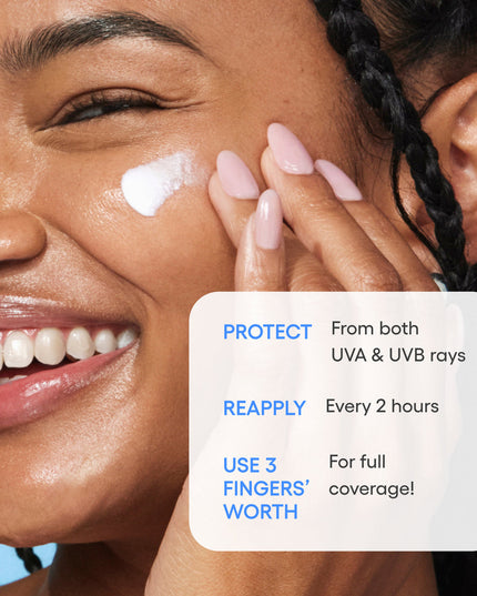 Meet your daily BFF. Whether you count yourself a skincare newbie or a skincare nerd, NBD - we've got you covered - literally! This moisture-based sunscreen provides UVA/UVB Broad Spectrum protection & soothing hydration with no white cast!