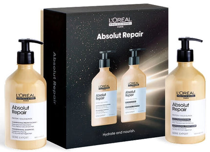 Limited edition holiday set that includes Absolut Repair 16.9 fl. oz. Shampoo and 16.9 fl. oz. Conditioner