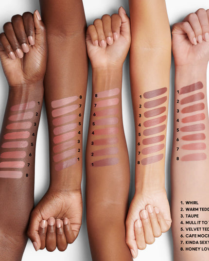 A silky matte lipstick that delivers 12 hours of full-coverage colour and eight hours of moisture.