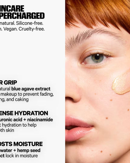 Milk Makeup Hydro Grip + Glow Primer is a 12-hour illuminating primer that hydrates with hyaluronic acid for a soft, radiant, golden-hour glow.