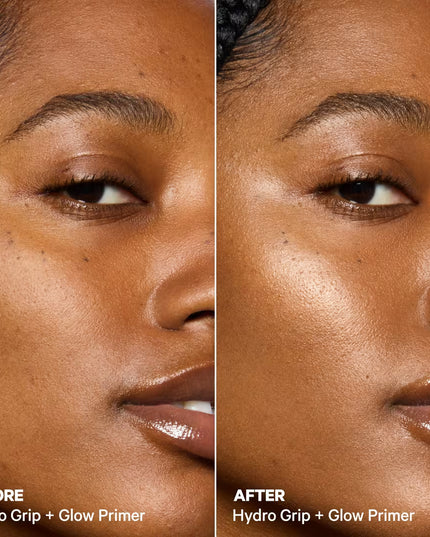 Milk Makeup Hydro Grip + Glow Primer is a 12-hour illuminating primer that hydrates with hyaluronic acid for a soft, radiant, golden-hour glow.