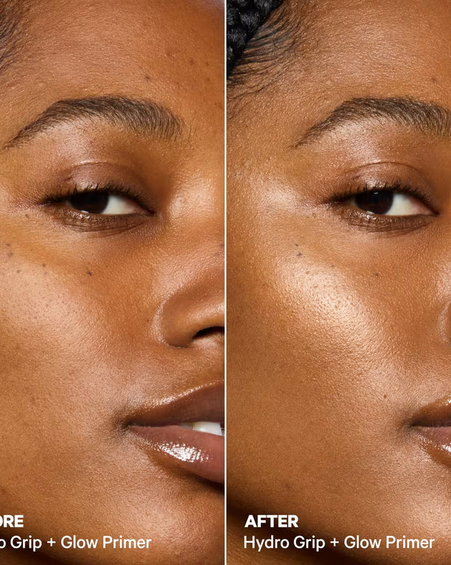 Milk Makeup Hydro Grip + Glow Primer is a 12-hour illuminating primer that hydrates with hyaluronic acid for a soft, radiant, golden-hour glow.