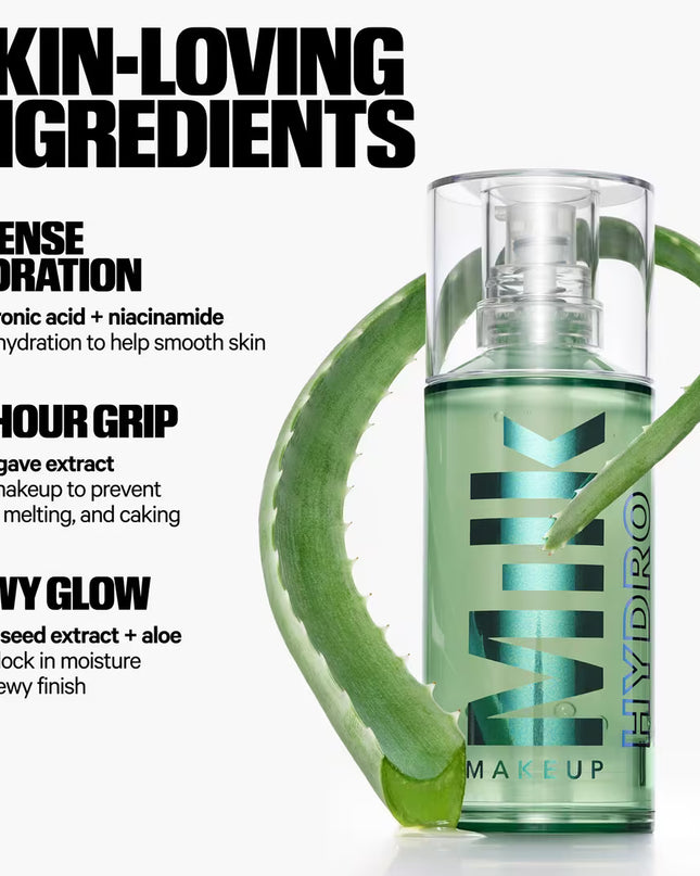 Milk Makeup's 13x award-winning Hydro Grip Primer is a 12-hour gel makeup primer that hydrates with hyaluronic acid and niacinamide for a dewy finish.
