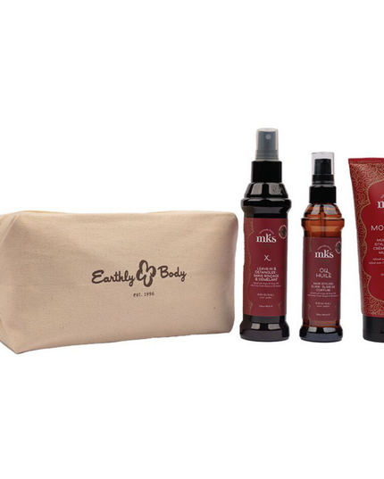 MKS eco Gift Set:

(1) Oil Elixir 2oz
(1) X Leave-In Detangler 4oz
(1) Mod Plus 4oz
(1) Branded Earthly Body Make Up Bag