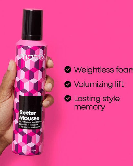 A weightless foam for volumizing lift, and shine that provides moveable, texturizing hold with lasting style memory.
