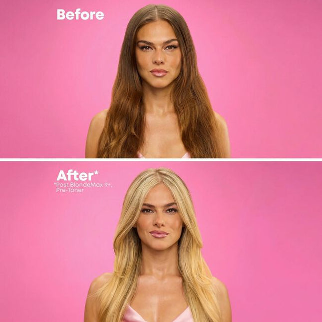 Matrix's BlondeMax 20-Volume Oil-Powered Developer is the dedicated developer for BlondeMax 9+ Lightener, designed for all hair levels and textures to deliver our fastest, cleanest, and most even lift for the brightest blonde. ---When used with BlondeMax 9+ Lightener, it delivers up to 9 levels of lift for the brightest results.