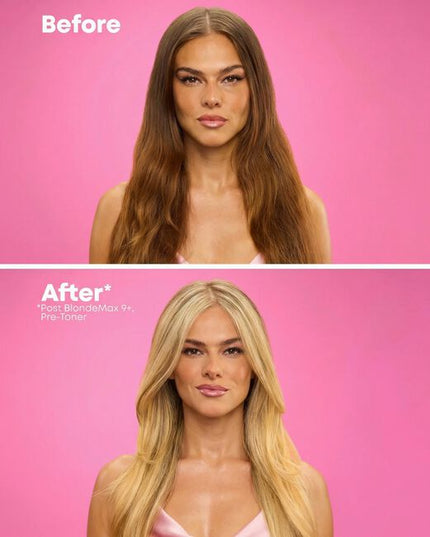 Achieve your clients' dream blonde with the Matrix BlondeMax 9+ Oil-Powered Lightening System. This high-performance lightener provides up to 9 levels of clean, even lift for stunning, bright results on any hair type. -Achieves up to 9 levels of clean, powerful lift.