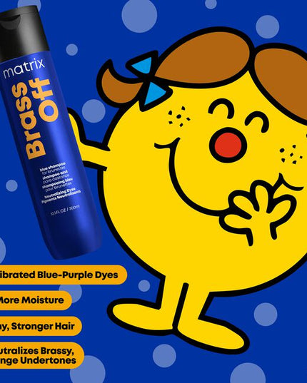 Brass Off neutralizing haircare system, infused with blue-purple pigments and ceramide. Helps remove unwanted brassy orange undertones in just one wash! Provides 2x more moisture &amp; shiny, stronger Hair. For lightened brunettes. Caring actives for lasting neutralization: Calibrated dyes help to remove brassy orange undertones in just one wash! Ceramide retains moisture, nourishment and shine!