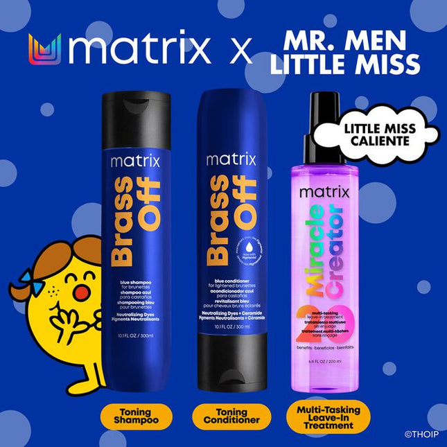 Brass Off neutralizing haircare system, infused with blue-purple pigments and ceramide. Helps remove unwanted brassy orange undertones in just one wash! Provides 2x more moisture &amp; shiny, stronger Hair. For lightened brunettes. Caring actives for lasting neutralization: Calibrated dyes help to remove brassy orange undertones in just one wash! Ceramide retains moisture, nourishment and shine!