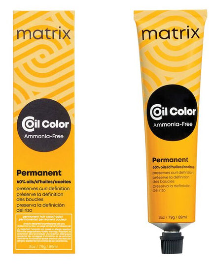 Coil Color is an ammonia-free permanent color line made with 60% oil formula to preserve curl definition.