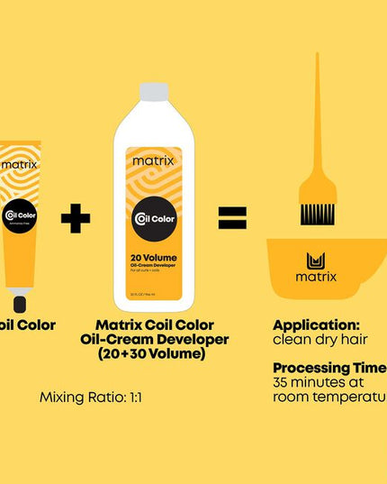 Coil Color is an ammonia-free permanent color line made with 60% oil formula to preserve curl definition.