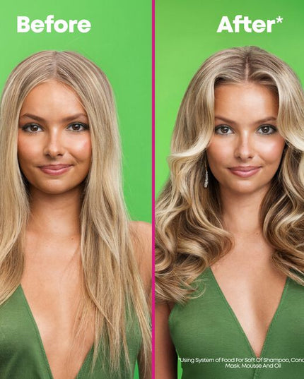 A professional, hydrating volumizing mousse that allows stylists to create showstopping volume without sacrificing softness. The Matrix Food For Soft XXL Big 'N Soft Mousse gives clients 2X more volume and a touchable, teddy-bear soft finish that lasts 12 hours.