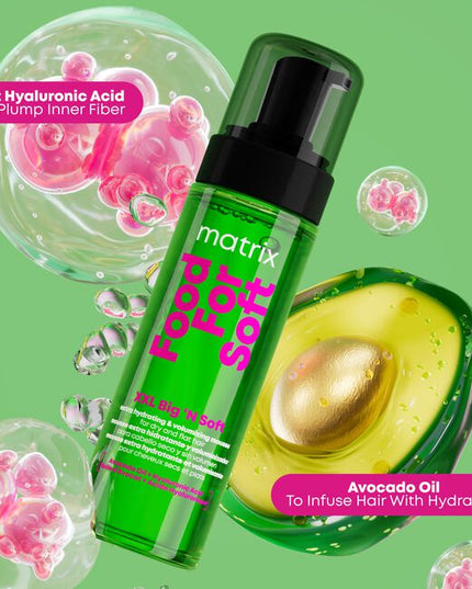 A professional, hydrating volumizing mousse that allows stylists to create showstopping volume without sacrificing softness. The Matrix Food For Soft XXL Big 'N Soft Mousse gives clients 2X more volume and a touchable, teddy-bear soft finish that lasts 12 hours.