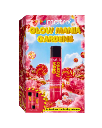 Glow Mania Kit Includes:

(1) - Glow Mania Shampoo, 10.1 fl. oz.
(1) - Glow Mania Conditioner, 10.1 fl. oz.
(1) - Glow Mania Leave-In Conditioner, 8.5 fl. oz.