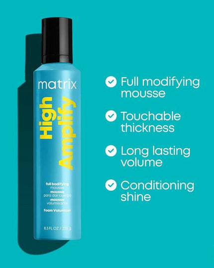 High Amplify Foam Volumizer provides full-bodied lift and support for touchable thickness. Lightweight whip adds conditioning shine and lasting body.