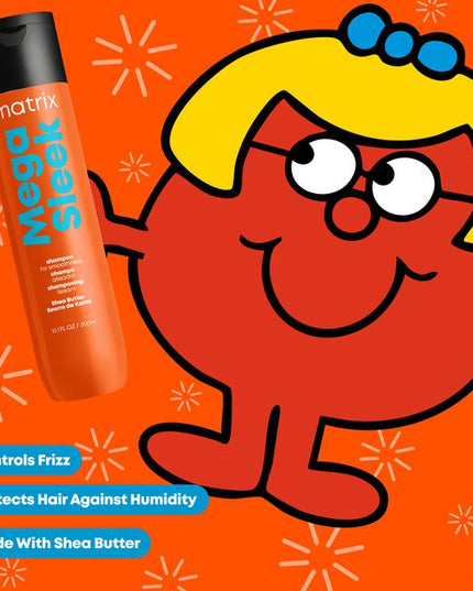 Mega Sleek haircare system made with shae butter reduces frizz and provides humidity protection for ever-lasting sleekness. Formulated with shea butter to reduce frizz and provide humidity protection for even the most rebellious, unruly hair.