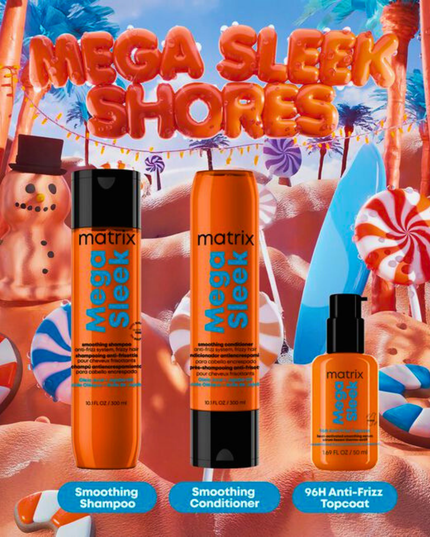 Mega Sleek Kit Includes:

(1) - Mega Sleek Shampoo, 10.1 fl. oz.
(1) - Mega Sleek Conditioner, 10.1 fl. oz.
(1) - Mega Sleek 96H Topcoat Serum, 1.69 fl. oz.