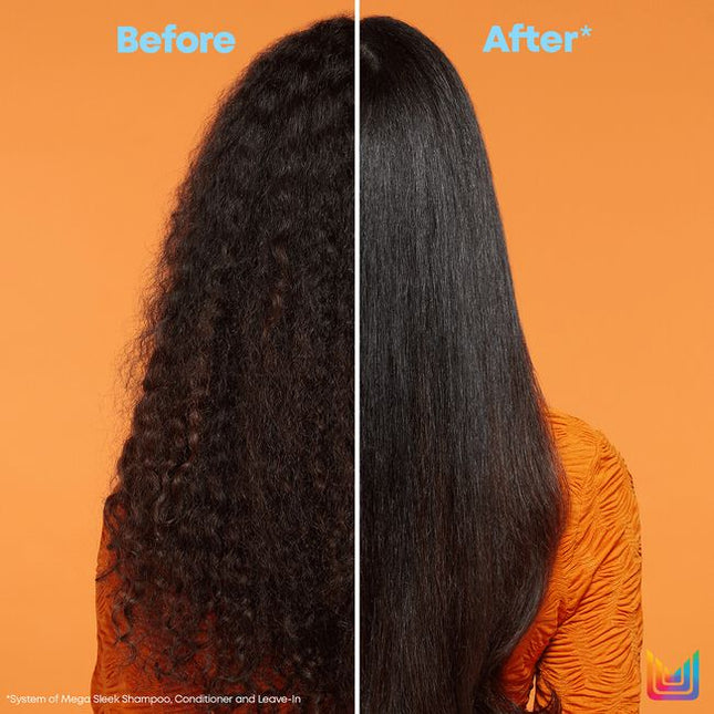 Mega Sleek Shampoo is formulated with Shea Butter to reduce frizz, smooth hair and provide humidity protection for clients with the most rebellious, unruly hair. Smoothing Shampoo. Cleanses hair and controls frizz. Protects hair against humidity.