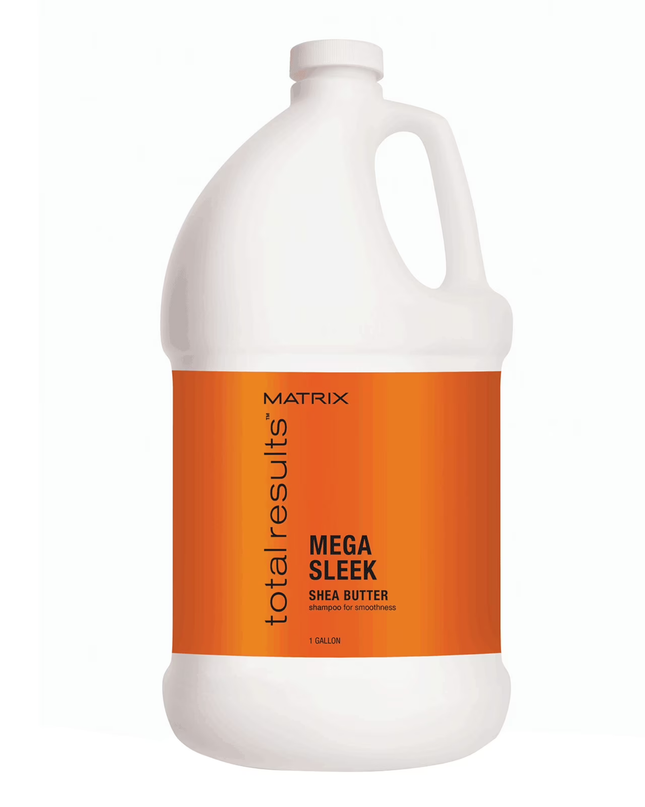 Mega Sleek Shampoo is formulated with Shea Butter to reduce frizz, smooth hair and provide humidity protection for clients with the most rebellious, unruly hair. Smoothing Shampoo. Cleanses hair and controls frizz. Protects hair against humidity.