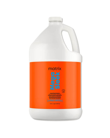 Mega Sleek Shampoo is formulated with Shea Butter to reduce frizz, smooth hair and provide humidity protection for clients with the most rebellious, unruly hair. Smoothing Shampoo. Cleanses hair and controls frizz. Protects hair against humidity.