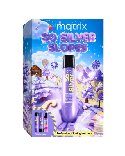 So Silver Kit Includes:
(1) - So Silver Shampoo, 10.1 fl. oz.
(1) - So Silver Purple Conditioner, 10.1 fl. oz.
(1) - Miracle Creator Treatment, 6.8 fl. oz.