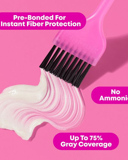 The 1st Pre-Bonded Alkaline Demi-Permanent Hair Color from Matrix that syncs coverage, care and shine. Formulated with no ammonia, instant fiber protection, and covers up to 75% of grays.