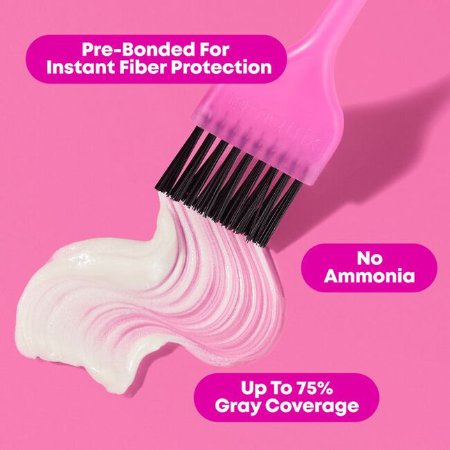 The 1st Pre-Bonded Alkaline Demi-Permanent Hair Color from Matrix that syncs coverage, care and shine. Formulated with no ammonia, instant fiber protection, and covers up to 75% of grays.