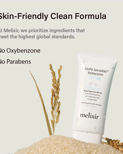 Invisible Vegan Sunscreen with Korean Rice and Hyaluronic Acid. 