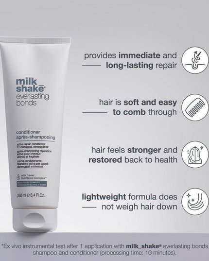 Repairs hair bonds and progressively restores them for long-lasting results, without weighing hair down. Formulated with milk proteins and enhanced with NutriBond Complex™, a naturally derived blend of rice proteins, amino acids and hyaluronic acid. Scientifically proven to instantly repair hair bonds and reconstruct damaged hair for stronger, healthier looking hair you can feel.