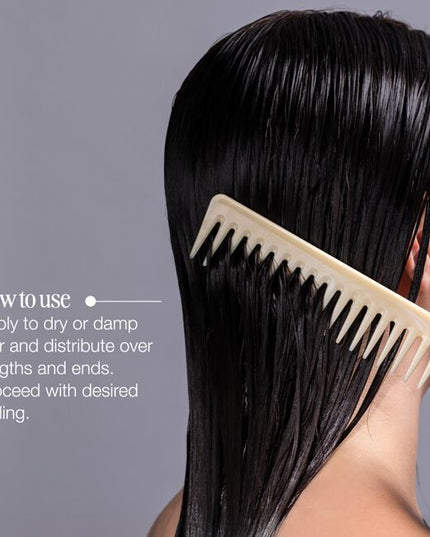 Protects hair fiber from heat damage up to 230°C/446°F. Provides softness and shine to the hair with an intense smoothing action. Formulated with milk proteins and enhanced with NutriBond Complex™, a naturally derived blend of rice proteins, amino acids and hyaluronic acid that repairs hair bonds for stronger, healthier looking hair you can feel.