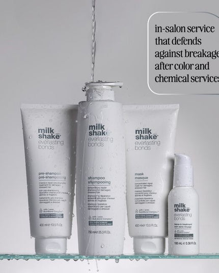 Protects hair fiber from heat damage up to 230°C/446°F. Provides softness and shine to the hair with an intense smoothing action. Formulated with milk proteins and enhanced with NutriBond Complex™, a naturally derived blend of rice proteins, amino acids and hyaluronic acid that repairs hair bonds for stronger, healthier looking hair you can feel.
