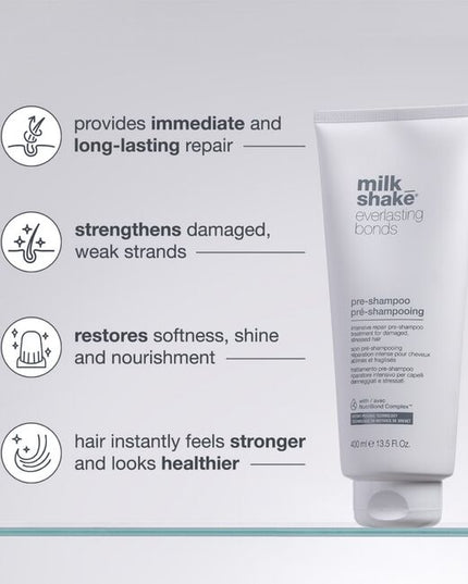 Intensively repairs, strengthens and reconstructs hair in just one use. Formulated with milk proteins and enhanced with NutriBond Complex™, a naturally derived blend of rice proteins, amino acids and hyaluronic acid. Scientifically proven to instantly repair hair bonds and reconstruct damaged hair for stronger, healthier looking hair you can feel.