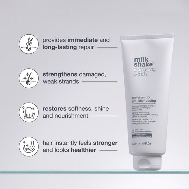 Intensively repairs, strengthens and reconstructs hair in just one use. Formulated with milk proteins and enhanced with NutriBond Complex™, a naturally derived blend of rice proteins, amino acids and hyaluronic acid. Scientifically proven to instantly repair hair bonds and reconstruct damaged hair for stronger, healthier looking hair you can feel.