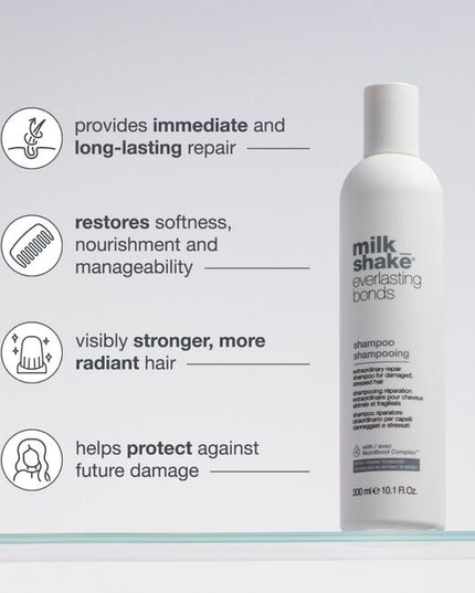 Gently cleanses while repairing and reinforcing damaged hair bonds. Formulated with milk proteins and enhanced with NutriBond Complex™, a naturally derived blend of rice proteins, amino acids and hyaluronic acid. Scientifically proven to instantly repair hair bonds and reconstruct damaged hair for stronger, healthier looking hair you can feel.